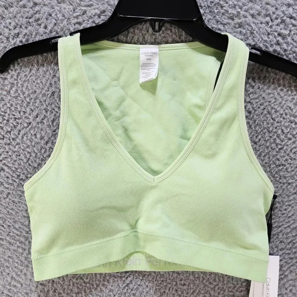 Calvin Klein Performance Women's Ribbed Sports Bra - Key Lime - Size M BRAND NEW - Picture 2 of 7